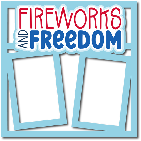 Fireworks and Freedom - 6 Frames - Scrapbook Page Layered Overlay Kit