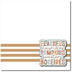 Flannels Hayrides Pumpkins Sweaters Bonfires - Printed Premade Scrapbook Page 12x12 Layout