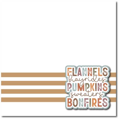 Flannels Hayrides Pumpkins Sweaters Bonfires - Printed Premade Scrapbook Page 12x12 Layout