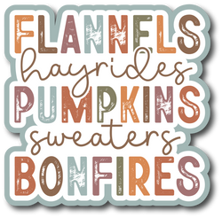 Flannels Hayrides Pumpkins Sweaters Bonfires - Scrapbook Page Title Die Cut