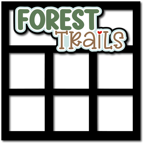 Forest Trails  - 6 Square Frames - Scrapbook Page Layered Overlay Kit