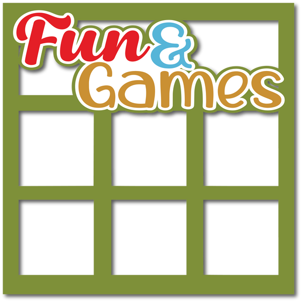 Fun & Games - 6 Square Frames - Layered Overlay - Digital Cut File - SVG - INSTANT DOWNLOAD
