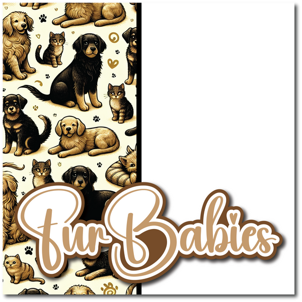 Fur Babies - Cats & Dogs - Printed Premade Scrapbook Page 12x12 Layout