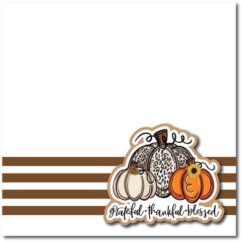 Grateful Thankful Blessed- Printed Premade Scrapbook Page 12x12 Layout