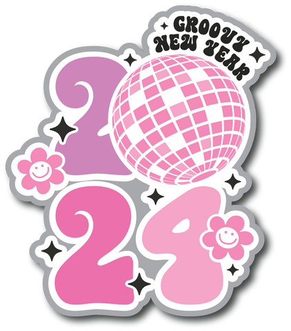 Groovy New Year 2024  - Scrapbook Page Title Sticker