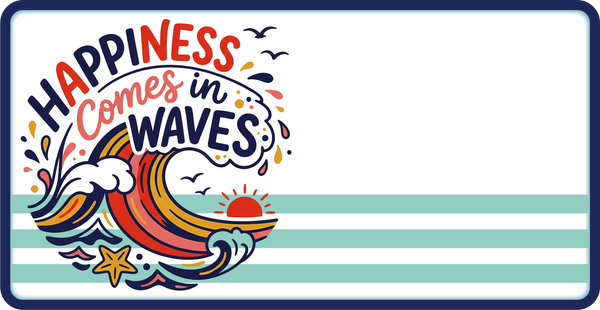 Happiness Comes in Waves - Scrapbook Page Title Die Cut