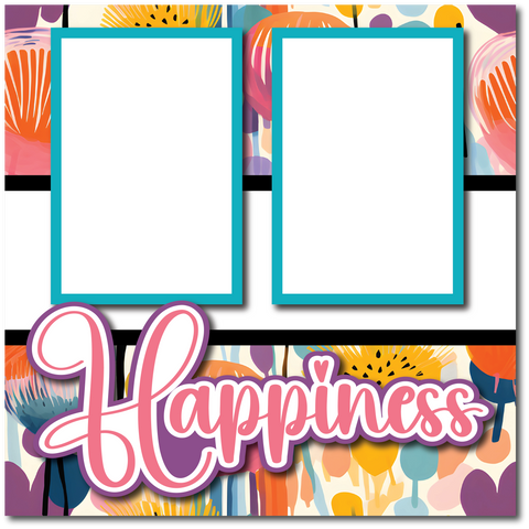 Happiness  - Printed Premade Scrapbook Page 12x12 Layout