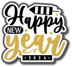 Happy New Year 2024 -  Scrapbook Page Title Die Cut