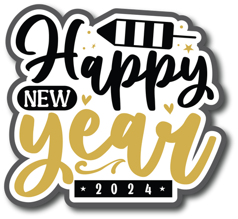 Happy New Year 2024 -  Scrapbook Page Title Die Cut