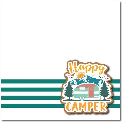 Happy Campers - Printed Premade Scrapbook Page 12x12 Layout