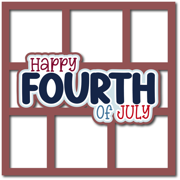 Happy Fourth of July - 6 Frames - Scrapbook Page Layered Overlay Kit