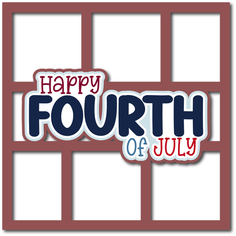 Happy Fourth of July - 6 Frames - Scrapbook Page Layered Overlay Kit