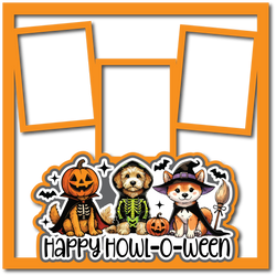 Happy Howl-O-Ween - 3 Frames - Scrapbook Page Layered Overlay Kit
