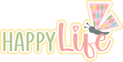 Happy Life - Scrapbook Page Title Die Cut