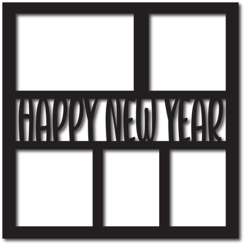 Happy New Year - 5 Frames - Scrapbook Overlay - Digital Cut File - SVG - INSTANT DOWNLOAD