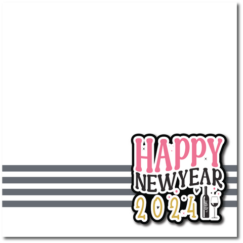 Happy New Year 2024 - Printed Premade Scrapbook Page 12x12 Layout