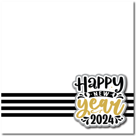 Happy New Year 2024 - Printed Premade Scrapbook Page 12x12 Layout