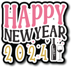 Happy New Year 2024 - Scrapbook Page Title Die Cut