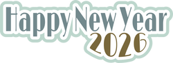 Happy New Year 2026 - Scrapbook Page Title Die Cut