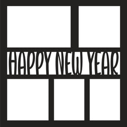 Happy New Year - 5 Frames - Scrapbook Page Overlay Die Cut