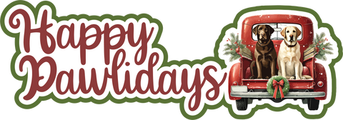 Happy Pawlidays - Scrapbook Page Title Sticker