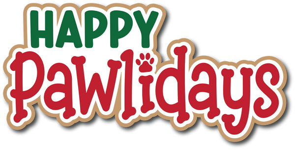 Happy Pawlidays - Scrapbook Page Title Die Cut