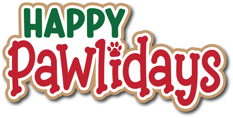 Happy Pawlidays - Scrapbook Page Title Die Cut