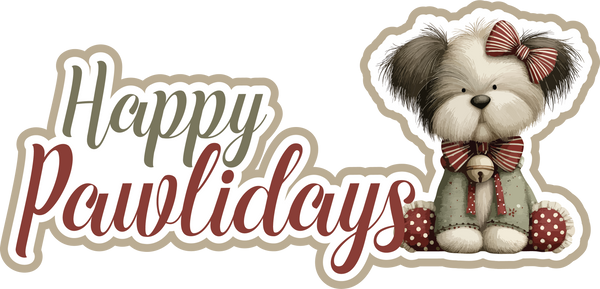 Happy Pawlidays - Scrapbook Page Title Sticker