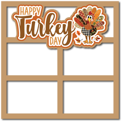 Happy Turkey Day - 4 Frames - Scrapbook Page Layered Overlay Kit