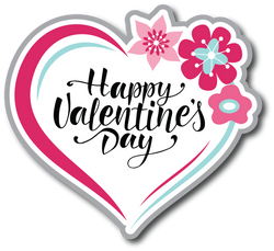 Happy Valentine's Day Heart - Scrapbook Page Title Sticker