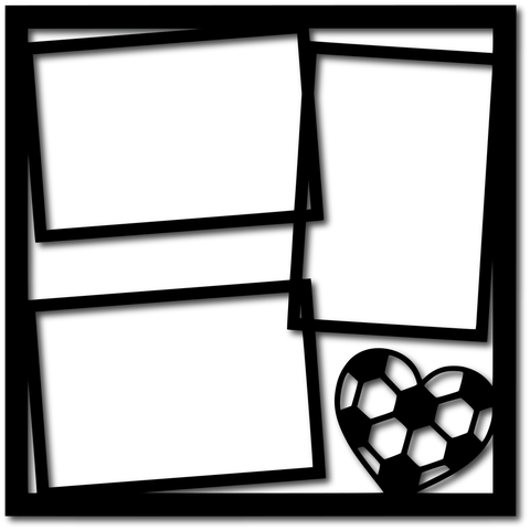 Heart Soccer - 3 Frames - Scrapbook Overlay - Digital Cut File - SVG - INSTANT DOWNLOAD