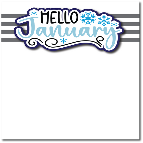 Hello January - Printed Premade Scrapbook Page 12x12 Layout