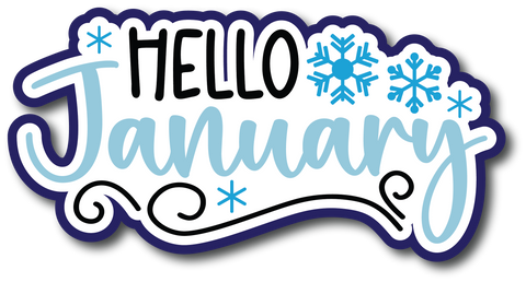 Hello January - Scrapbook Page Title Sticker