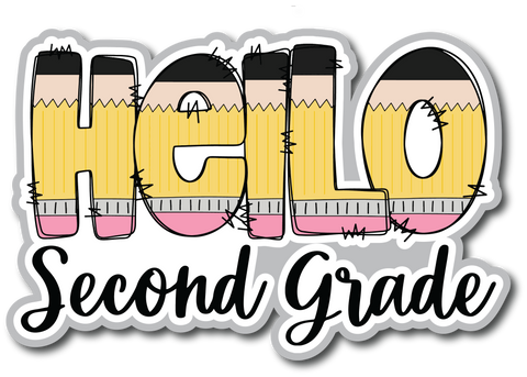 Hello Second Grade - Scrapbook Page Title Die Cut