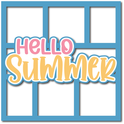 Hello Summer - 6 Frames - Scrapbook Page Layered Overlay Kit