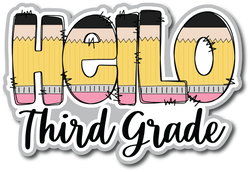 Hello Third Grade - Scrapbook Page Title Die Cut