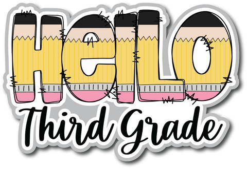 Hello Third Grade - Scrapbook Page Title Sticker