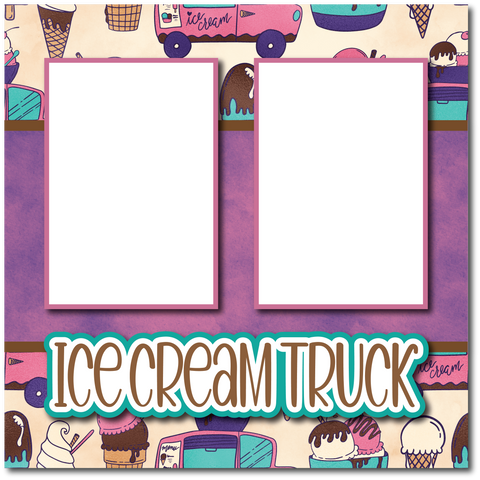 Ice Cream Truck - Printed Premade Scrapbook Page 12x12 Layout