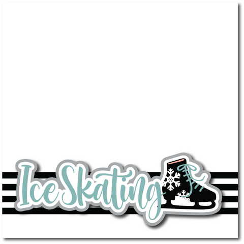 Ice Skating - Printed Premade Scrapbook Page 12x12 Layout