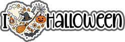 I Heart Halloween - Scrapbook Page Title Die Cut