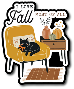 I Love Fall Most of All - Scrapbook Page Title Die Cut