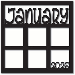 January 2026 - 6 Square Frames - Scrapbook Overlay - Digital Cut File - SVG - INSTANT DOWNLOAD