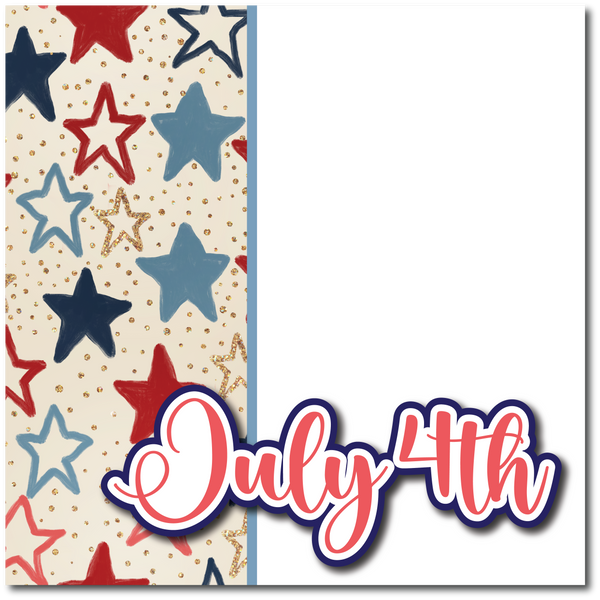 July 4th - Printed Premade Scrapbook Page 12x12 Layout