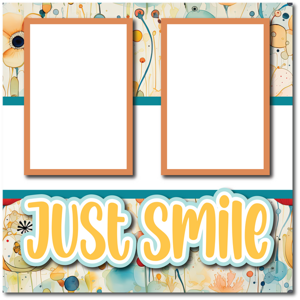 Just Smile - Printed Premade Scrapbook Page 12x12 Layout