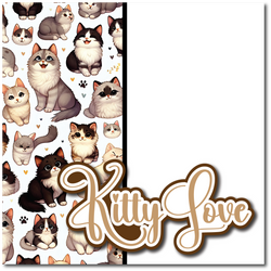 Kitty Love - Printed Premade Scrapbook Page 12x12 Layout