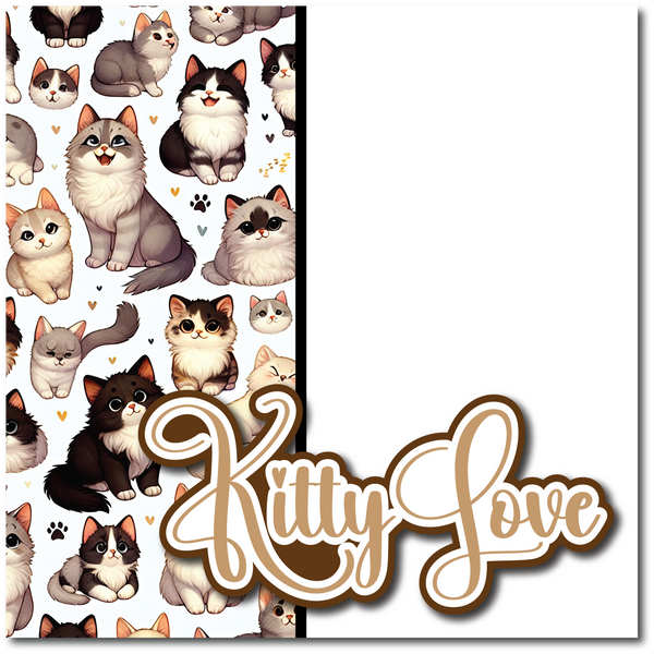 Kitty Love - Printed Premade Scrapbook Page 12x12 Layout
