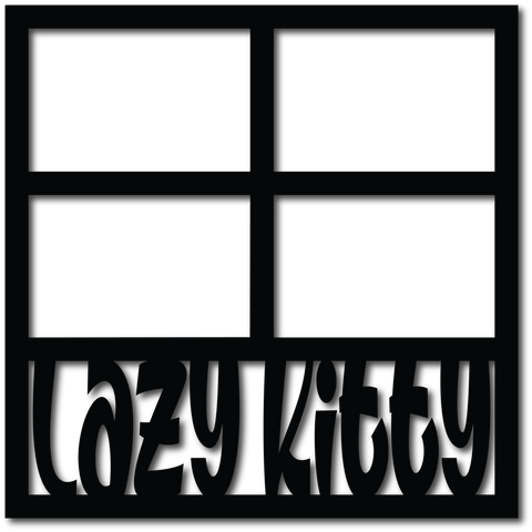 Lazy Kitty - 4 Frames - Scrapbook Overlay - Digital Cut File - SVG - INSTANT DOWNLOAD