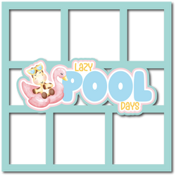 Lazy Pool Days - 4 Frames - Scrapbook Page Layered Overlay Kit