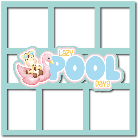 Lazy Pool Days - 4 Frames - Scrapbook Page Layered Overlay Kit
