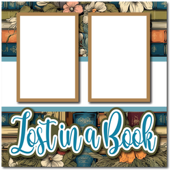 Lost in a Book  - Printed Premade Scrapbook Page 12x12 Layout
